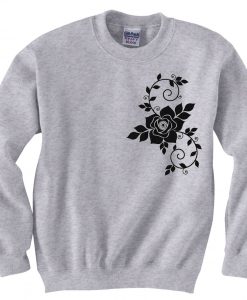 Flowers design on side grey sweatshirts