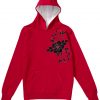 Flowers design on side red hoodie