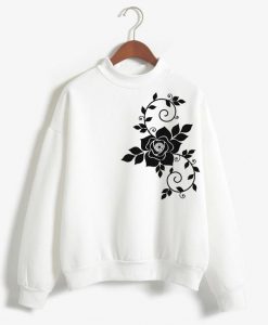 Flowers design on side white sweatshirts