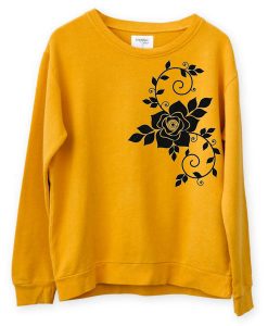 Flowers design on side yellow sweatshirts