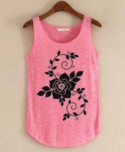 Flowers design pink tank top