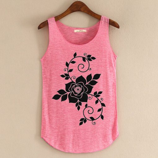 Flowers design pink tank top