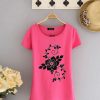 Flowers design pink woman slim tees