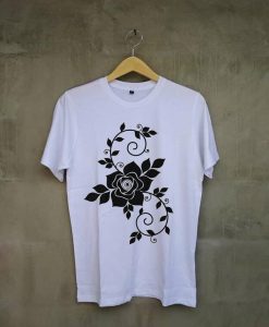 Flowers design white t tees