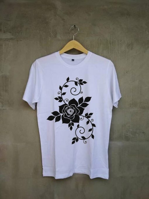 Flowers design white t tees