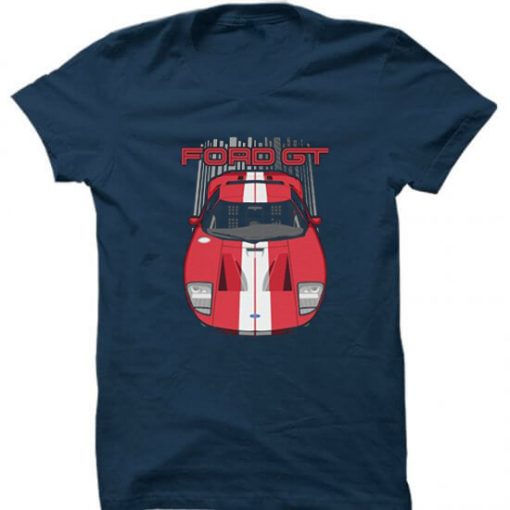 Ford GT 2005-2006 white line blue navy tees