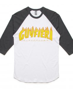 Guy Fieri X Thrasher white black sleeves raglan t shirts