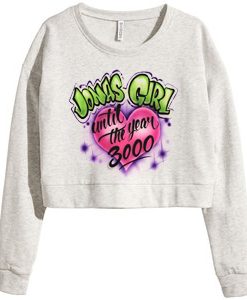 Jonas Girl Custom Airbrushed Grey Crop Female Sweatshirts