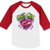 Jonas Girl Custom Airbrushed white red sleeves raglan t shirts