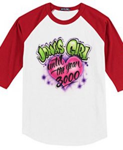 Jonas Girl Custom Airbrushed white red sleeves raglan t shirts