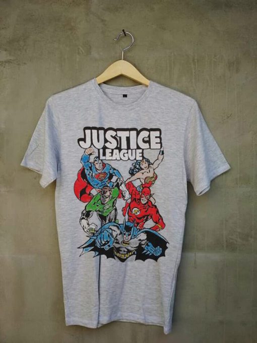 Justice League Drawn Color grey tees