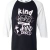 KIND HEART MAKE KIND WORLD Grey Asphalt white sleeves raglan t shirts