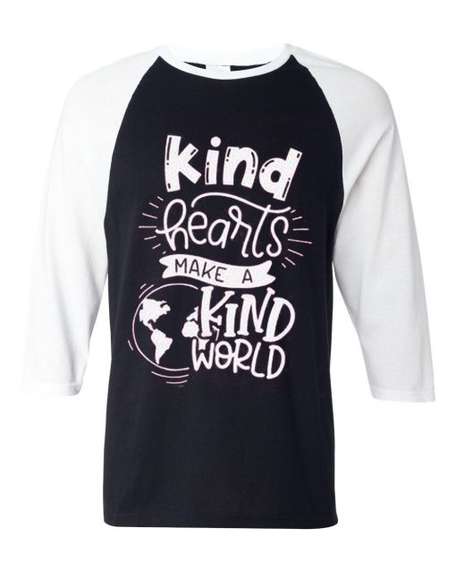 KIND HEART MAKE KIND WORLD Grey Asphalt white sleeves raglan t shirts