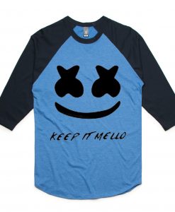 Keep It Mello Blue Black Sleeves Raglan TShirts