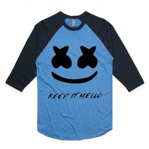 Keep It Mello Blue Black Sleeves Raglan TShirts