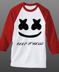 Keep It Mello White Red Sleeves Raglan TShirts