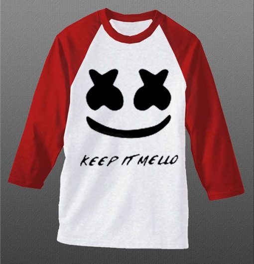 Keep It Mello White Red Sleeves Raglan TShirts