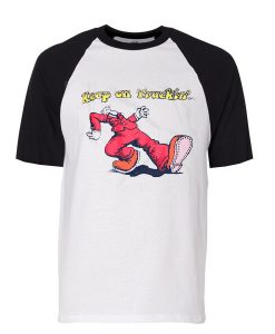 Keep On Truckin white black sleeves raglan t sihrts