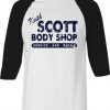 Keith SCOTT Body Shop One Tree Hill white black sleeves raglan t shirts