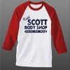 Keith SCOTT Body Shop One Tree Hill white red sleeves raglan t shirts