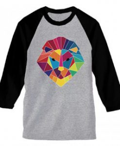 LION grey black sleeves raglan tshirts