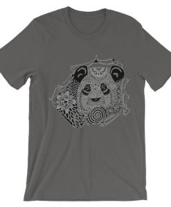 Mandala Panda blue shoft grey t shirts