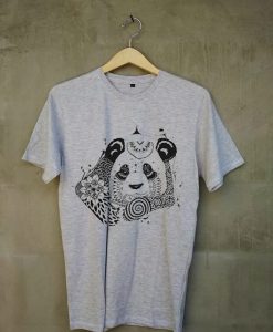 Mandala Panda grey t shirts