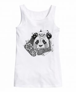 Mandala Panda white tank top