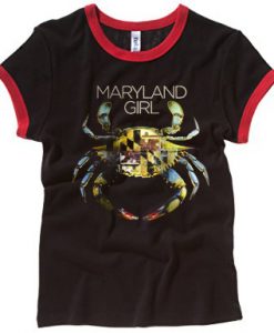 Maryland Girl balck red ringer woman slim t shirts