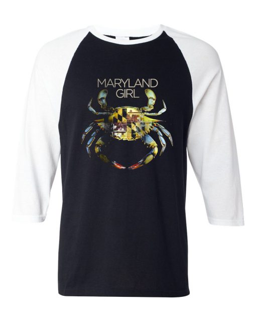 Maryland Girl black white sleeves raglan t shirts