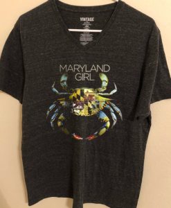 Maryland Girl grey asphatl v neck woman t shirts