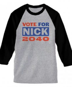 Nick Jonas Running for President grey black sleeves raglan t shirts