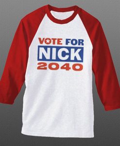 Nick Jonas Running for President white red sleeves raglan t shirts