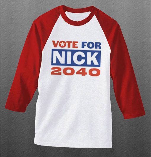 Nick Jonas Running for President white red sleeves raglan t shirts