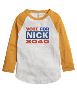 Nick Jonas Running for President white yellow sleeves raglan t shirts