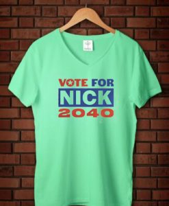 Nick Jonas Running for President woman v neck green mint tees