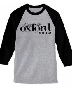 Oxford Comma grey black sleeves raglan t shirts