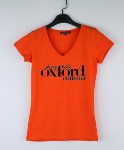 Oxford Comma orange v neck t shirts Oxford Comma orange v neck t shirts