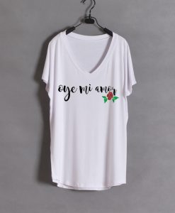 Oye Mi Amor Lyrics wide v neck woman tees