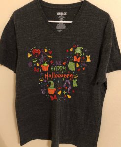 Pumpkin Happy Helloween greey asphalt v neck woman tees