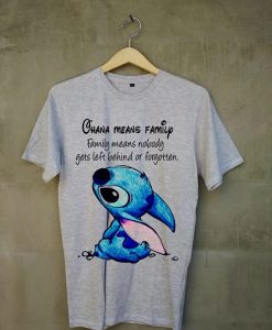 T shirt Ohana Means Family grey tees