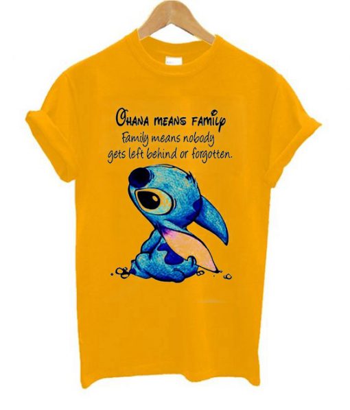 T shirt Ohana Means Family yellow tees