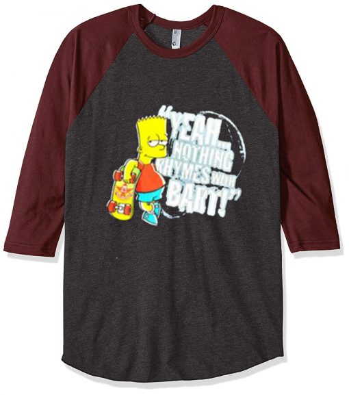 The Simpsons Bart Grey Asphalt Brown Sleeves Raglan T shirts