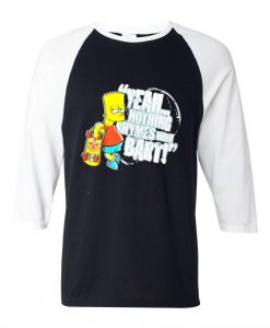 The Simpsons Bart Grey Asphalt White Sleeves Raglan T shirts