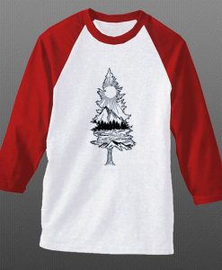 Tree Tee white red sleeves raglan t shirts