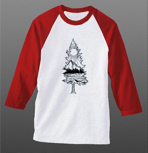 Tree Tee white red sleeves raglan t shirts