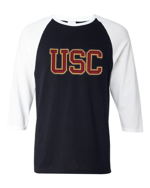 USC Black White Sleeves Raglan T shirts