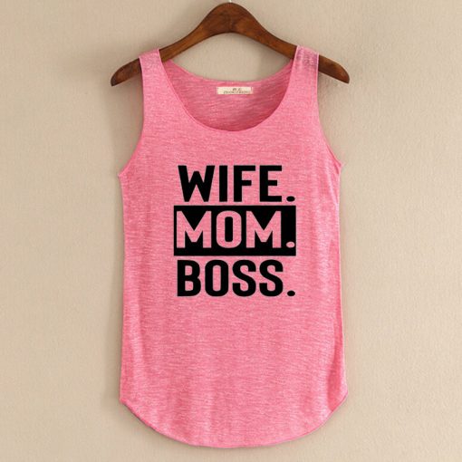 WIFE MOM BOSS Pink Tank top