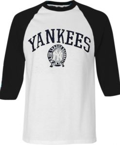 Yankee white black sleeves raglan tshirts