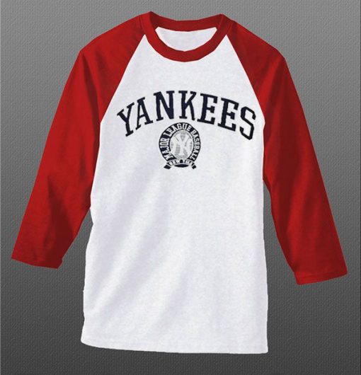 Yankee white red sleeves raglan tshirts